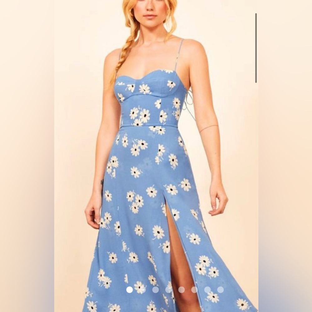 Reformation blue floral midi dress size 4